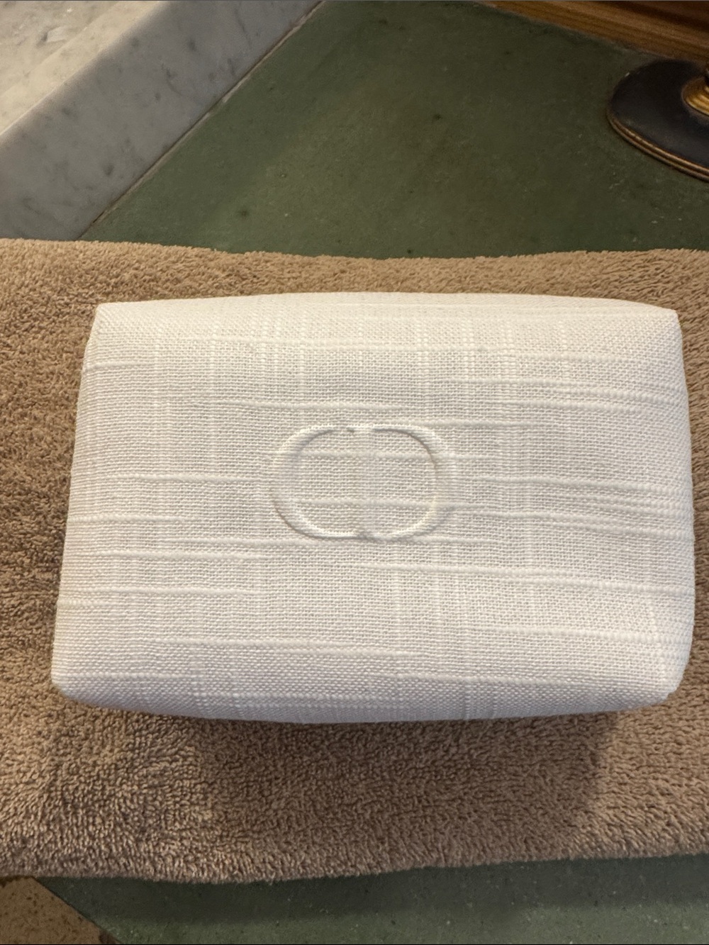 White Textured cute Dior new make up bag